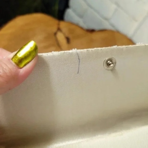 Beaded Off white Satin Clutch - Picture 6 of 13